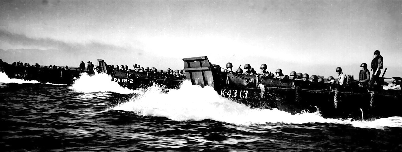 Landing Barges at Lingayen Gulf